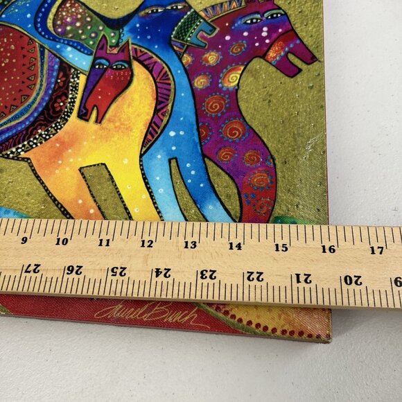 Laurel Burch Canvas Dancing Horses Wall Art Decor Bold Colors W 16x L 12 Signed - Picture 12 of 12